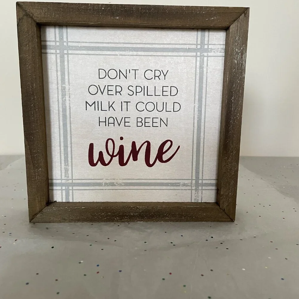 Kirklands 2 Wood Blocks 6x6 Wine Farmhouse